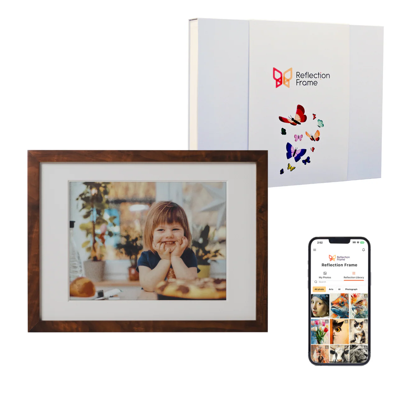 Riešutmedžio skaitmeninis nuotraukų rėmelis